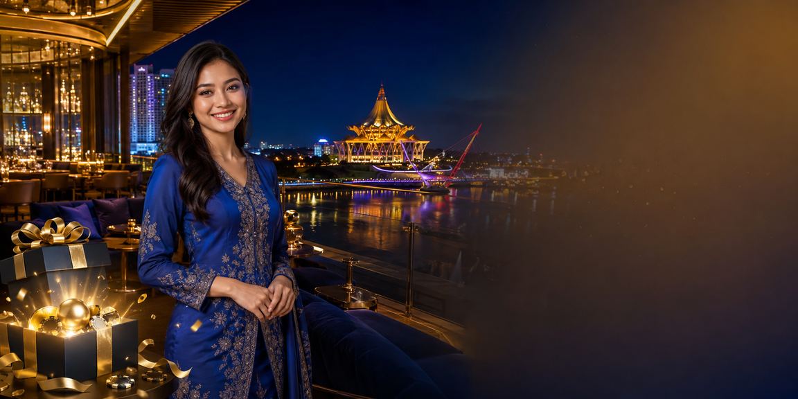 Pengguna Kuching dalam pakaian baju kurung menyemak bonus deposit di platform 800mt